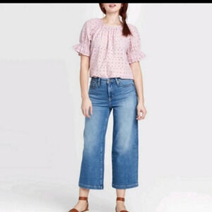 Universal Thread Women's Lilac‎ Eyelet Puff Sleeve Blouse, Size M